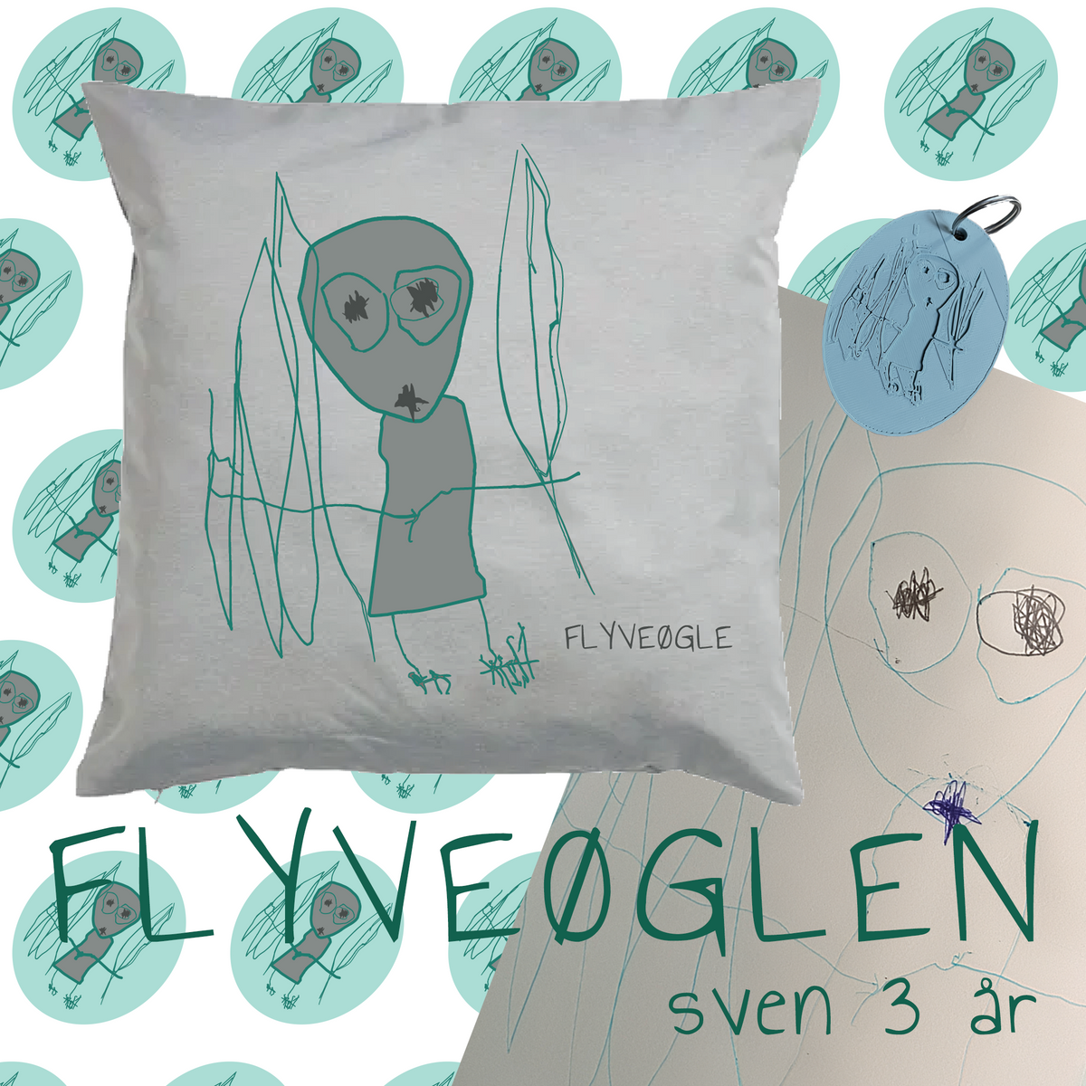 3 produkter af samme tegning